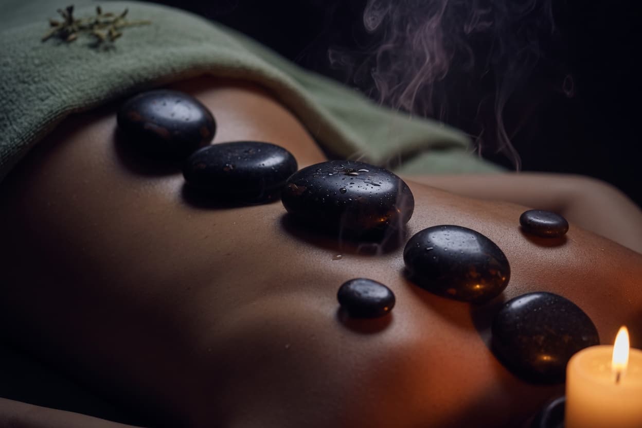 Warm basalt stones glide over the body to melt away deep-held tension.