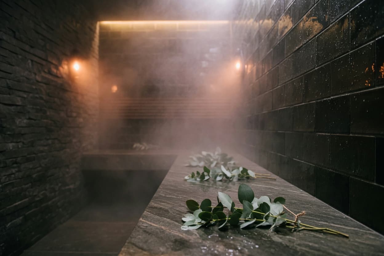 An aromatic steam room to soften, cleanse and deeply relax.